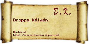 Droppa Kálmán névjegykártya